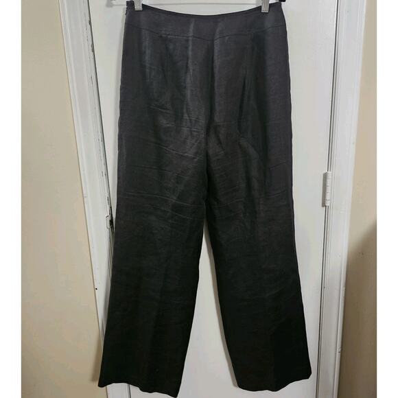 Talbots Signature Black Irish Linen High Rise Wide Leg Pants Size 8 Minimalist - Picture 5 of 6